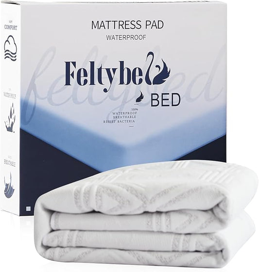 FELTYBED Waterproof Queen Size Mattress Protector, 3D Air Fabric Soft Breathable Bed Cover, Mattress Cover Fitted 6"-15" Deep Pocket, Noiseless Washable