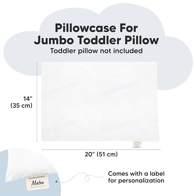 KeaBabies 14x20 Toddler Pillowcase, 1-Pack Waterproof - Soft Waterproof Toddler Pillow Protector Cover for Kids, Boys, Girls, Durable Machine Washable, Jumbo Travel Pillow Sold Separately (Soft White)