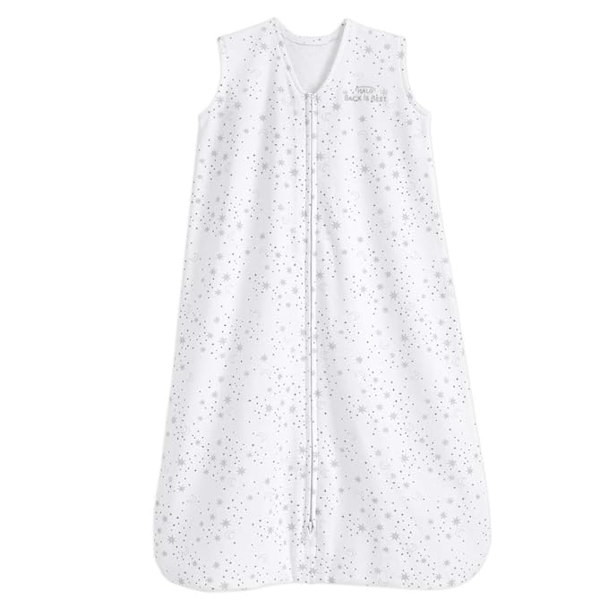 HALO SleepSack, 100% Cotton Wearable Blanket, Swaddle Transition Sleeping Bag, TOG 0.5, Midnight Moons-grey, Small, 0-6 Months