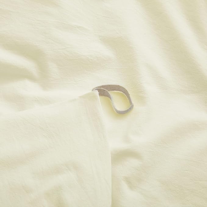 Cream White Cotton Duvet Cover Full Size, Linen-Like Natural Bedding Set with Zipper Closure (No Comforter), Full Size, Duvet Cover (80"x90") x 1, Pillowsham(20"x26") x 2