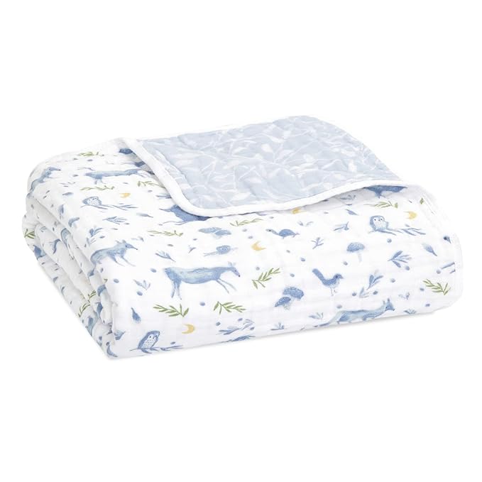 aden + anais 100% Organic Cotton Muslin Baby Blanket Crib Bedding for Newborn Baby and Toddler, Nursery Blanket for Boys and Girls, Baby Registry and Shower Gift - Outdoors, Sleepy Forest