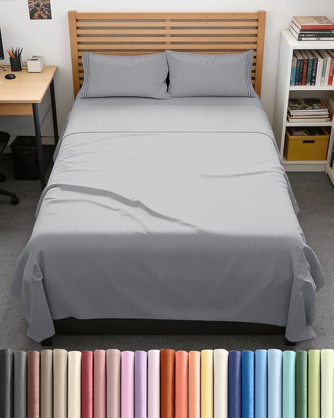Full XL Size 4 Piece Sheet Set - Comfy Breathable & Cooling Bed Sheets Set - Hotel Luxury Bedding for Women, Men, Kids, Teens, Boys & Girls - Deep Pockets, Soft, Wrinkle Free - Oeko-Tex - Steel Blue