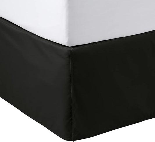 Amazon Basics Lightweight Pleated Bed Skirt, Queen, Black, Solid (Pack of 8)