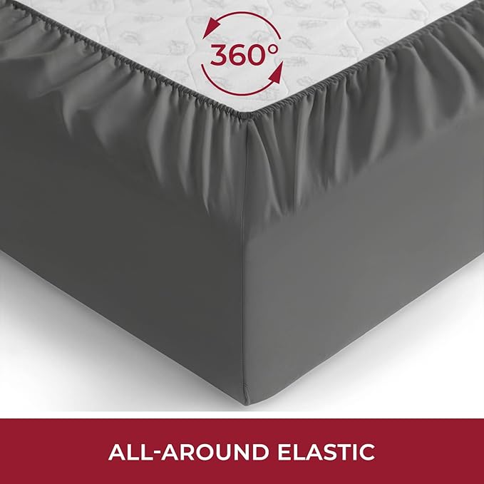 Mellanni California King Fitted Sheet - Iconic Collection Bedding Sheets with up to 16 inch Deep Pocket - Soft & Cooling - Fade & Stain Resistant - 1 PC (Cal King, Gray)