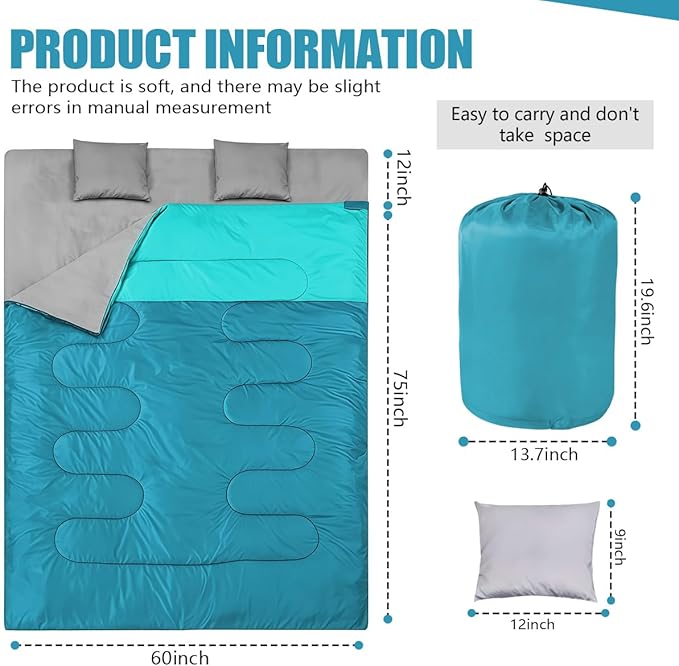 Camping Sleeping Bags for Adults Kids Waterproof Lightweight Sleeping Bag for Cold Weather or Warm Backpacking Hiking Mountaineering Indoor Outdoor Use