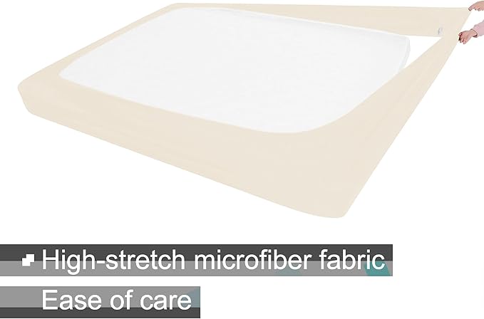 Box Spring Cover Twin/Twin XL Size - Jersey Knit & Stretchy Wrap Around 4 Sides Bed Skirt for Hotel & Home, Beige