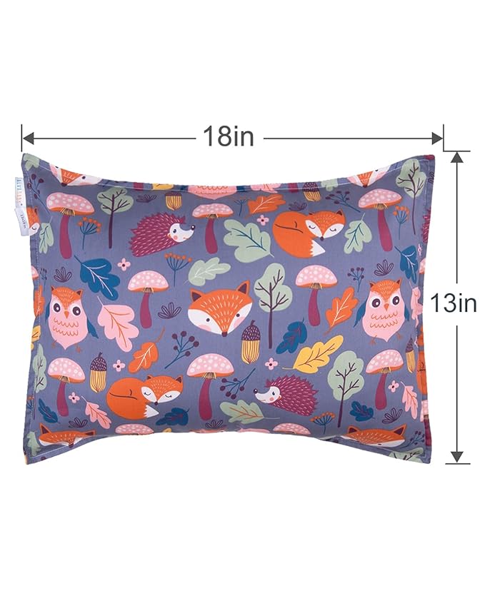 ALVABABY Toddler Pillowcases 2 Pack Organic Cotton Kids Pillow Cover Fit 13"x 18" or 12"x28" Envelope for Girl Boy Sleepy Travel