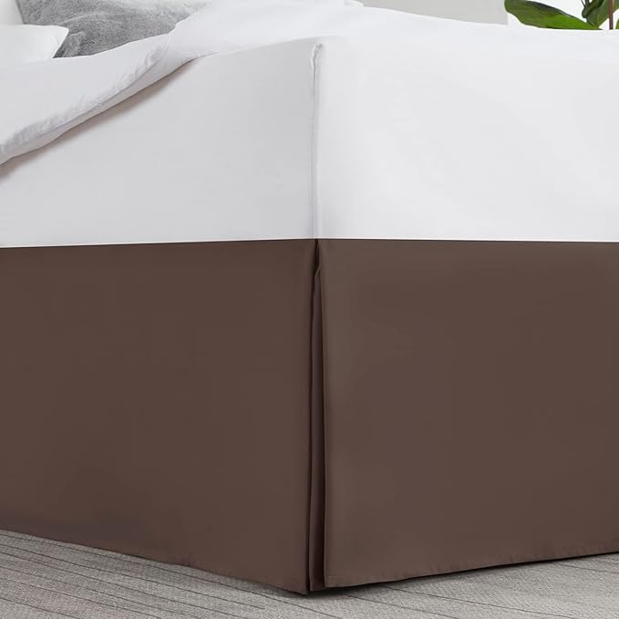 Nestl Dark Brown Full XL Bed Skirt - Full XL Size Bed Skirt 14 Inch Drop - Brushed Microfiber Bed Skirts - Hotel Quality Pleated Bed Skirt - Shrinkage & Fade Resistant