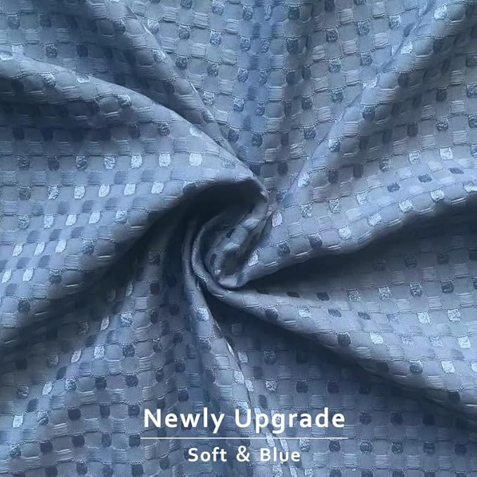 MIYE Pleated Waffle Weave Bed Skirt, Tailored Dust Ruffle 14 Inch Drop Easy Fit, Machine Washable (Blue, King - 14" Drop)