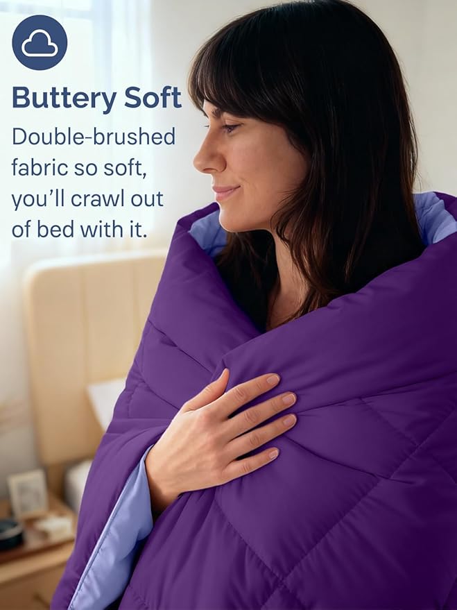 King Size, Purplec & Lavender Alternative Down Comforter - Warm, Lightweight & Breathable Hotel Quality Bedding Set for Men, Women, Kids & Teens - All Season Cooling Microfiber Duvet Insert Comforter