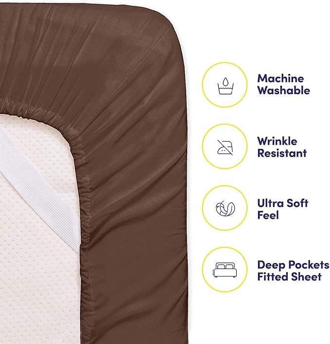 Full Size Bed Sheets - 6 Piece 1500 Supreme Collection Fine Brushed Microfiber Deep Pocket Full Sheet Set Bedding - 2 Extra Pillow Cases, Great Value, Full, Brown