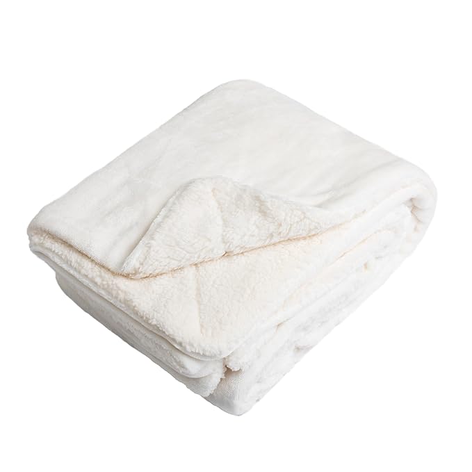 American Baby Company Heavenly Soft Chenille Sherpa Toddler Blanket (36" x 48"), Warm and Cozy, Ivory, for Boys and Girls, Versatile for Nap Time, Preschool and Travel