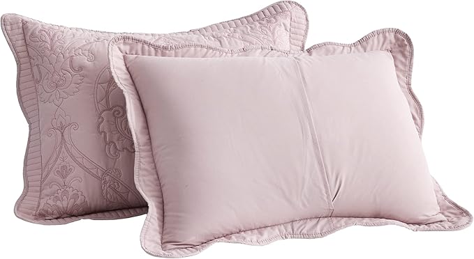 CHIXIN Microfiber Standard Pillow Shams Set of 2 - Quilted Decorative Pillow Covers - Pale Rose - Size (20" x 26")