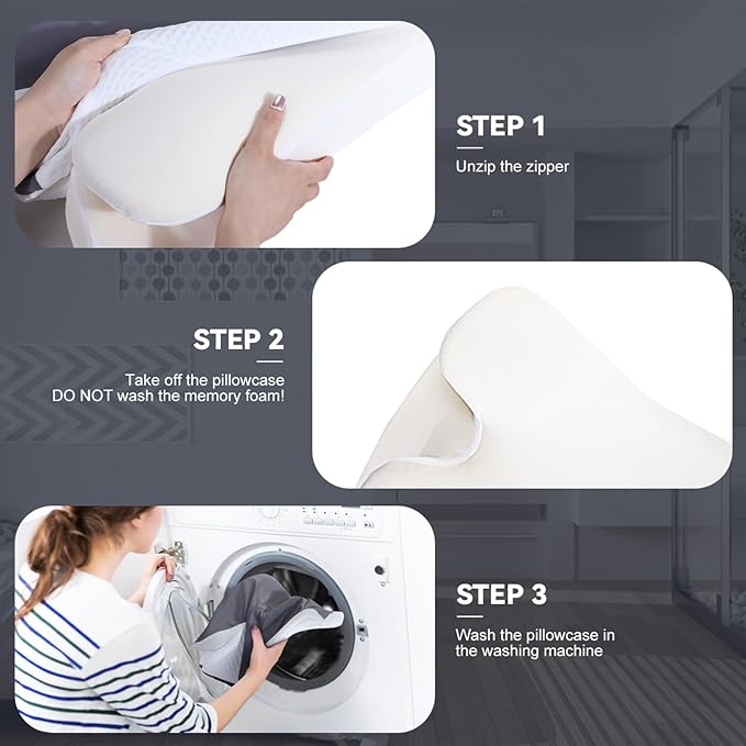 Cervical Cooling Ergonomic Pillow, Adjustable Ergonomic Memory Foam, Cervical Support & Relieves Neck and Shoulder Pain, Orthopedic Pillow for All Sleep Positions