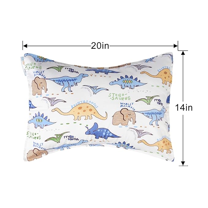 ALVABABY Toddler Pillowcases, Fits 14x19 in Kids Pillow, 2 Pack Organic Cotton Baby Pillow Cover Envelope Kids Pillowcases for Boys Girls 2L-TPW16-US