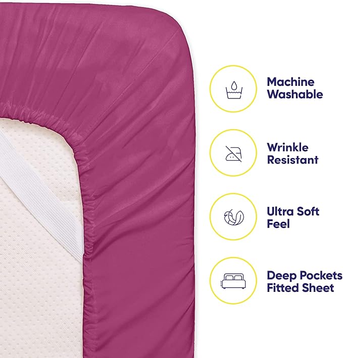 Full Size Bed Sheets - 6 Piece 1500 Supreme Collection Fine Brushed Microfiber Deep Pocket Full Sheet Set Bedding - 2 Extra Pillow Cases, Great Value, Full, Berry
