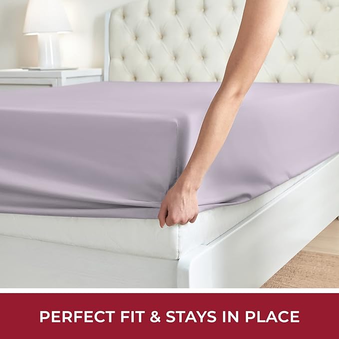 Mellanni King Fitted Sheet - Iconic Collection Bedding Sheets with up to 16 inch Deep Pocket - Soft & Cooling - Fade & Stain Resistant - 1 PC (King, Lavender)