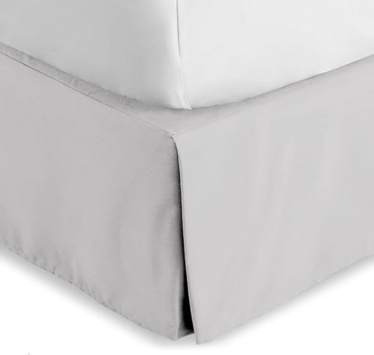 Bare Home Twin XL Bed Skirt - 15-Inch Tailored Drop Easy Fit - Bed Skirt for Twin Extra Long Beds - Center & Corner Pleats (Twin XL, Light Grey)