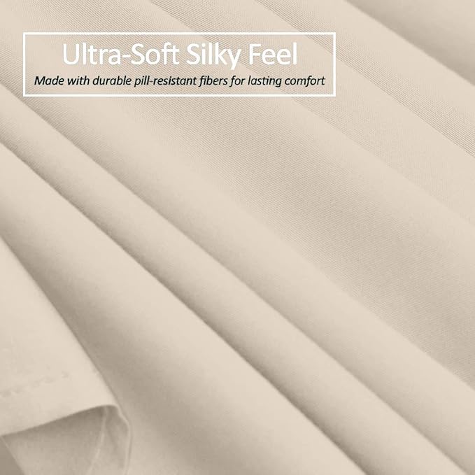 Bed Skirt - 25 Inch Fall Tailored Drop Pleated Dust Ruffle, 100% Egyptian Cotton - Solid Pattern and Color ( King, Solid, Cream)