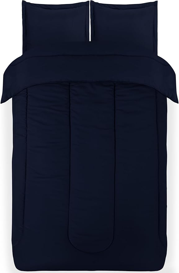 Utopia Bedding All Season Navy Comforter Set with 2 Pillow Cases, 3 Piece Soft Brushed Microfiber Kids Bedding Set for Boys/Girls, Machine Washable (Twin)