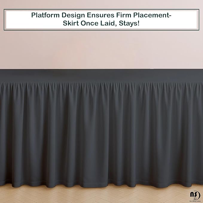 Premium Microfiber Full Ruffled Bed Skirt, 6” Drop with Split Corners, Soft Wrinkle Free Bedskirt with Platform, Solid Dark Grey Dust Ruffle for 54" x 75" Mattress