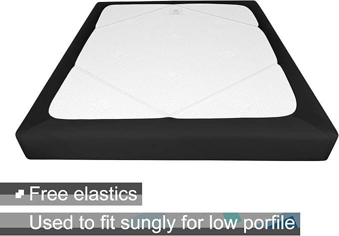 Box Spring Cover Queen Size - Jersey Knit & Stretchy Wrap Around 4 Sides Bed Skirt for Hotel & Home - Queen/ Queen XL, Black