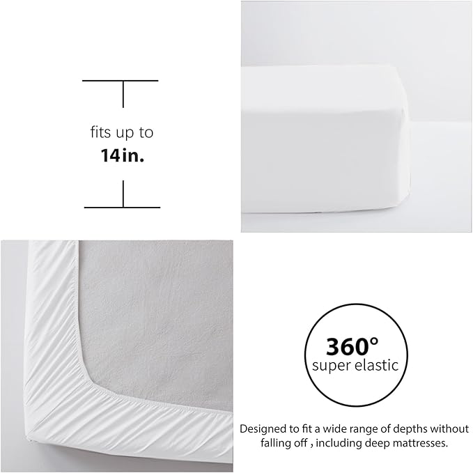 Zzlpp Queen Comforter Set 7 Pieces, White Seersucker Bed in a Bag with Comforter, Pillow Shams, Pillowcases, Flat Sheet, Fitted Sheet