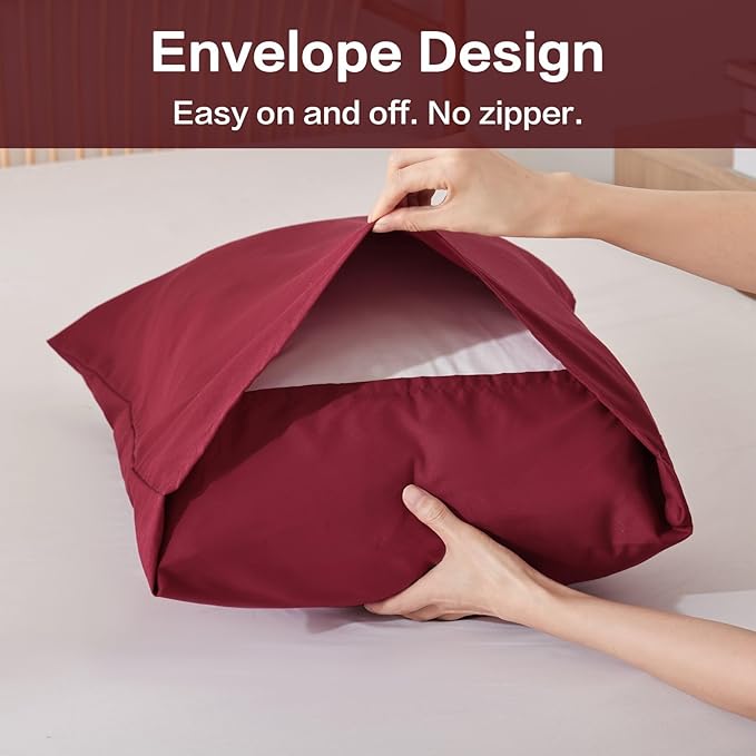ROSGONIA Oversized Queen Comforter Dark Red, 3pcs (1 Comforter & 2 Pillowcases) Lightweight Oversized Queen Comforter Sets Bedding Blanket Quilts