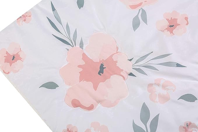 PINNKKU 4-Piece Crib Bedding Set for Boy Girls, Includes Crib Skirt, Blanket, Crib Sheet & Diaper Bag, Baby Girl Crib Bedding Set, Floral