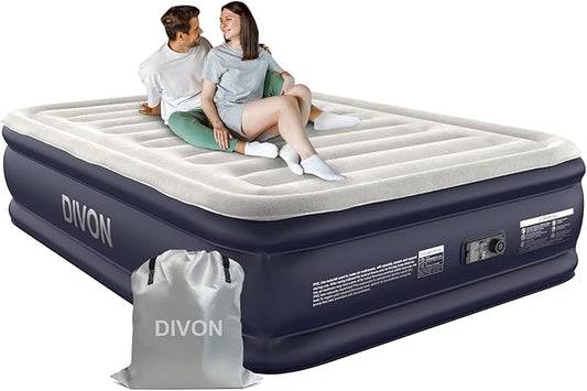 Air Mattress Full with Built in Pump,18''Raised Blow Up Mattress 2 Mins Self-Inflation/Deflation,Upgraded Thicker Inflatable Mattress，Air Bed with Storage Bag for Guests,Home，Camping，660 lbs Max