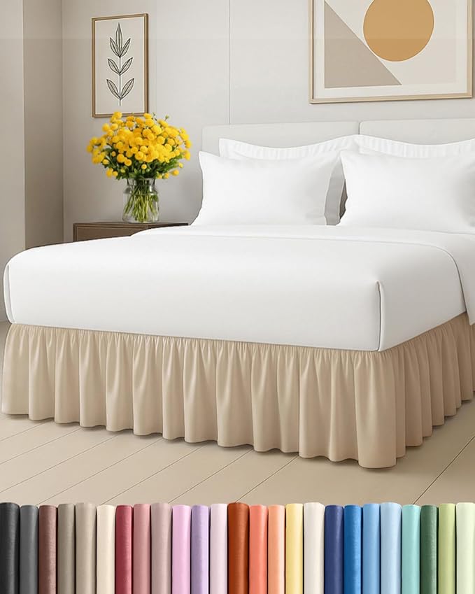 Bedskirt Twin Size Ruffle - 18 inch Drop Dust Ruffle Bed Skirt with Platform - Ultra-Soft, Easy Fit, Premium Hotel Quality - Wrinkle, Fade & Shrink Resistant - for Women, Men, Kids and Teens - Cream