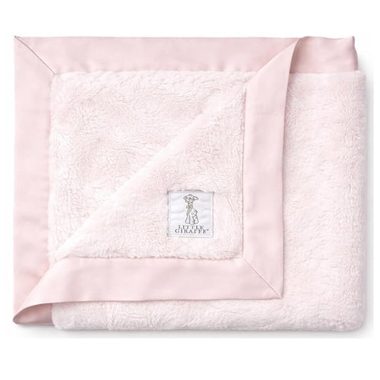 Little Giraffe Baby Blanket - Luxe Soft Blanket with Satin Trim - Baby Stroller Blanket - Newborn Baby Essentials & Baby Gifts - 29x35" - Pink