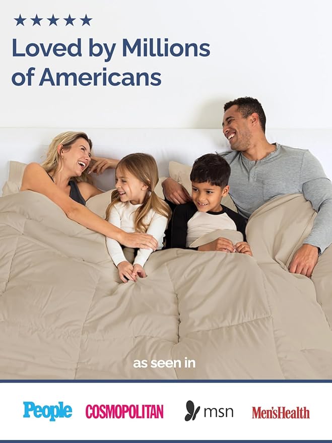 Queen Size, Cream Alternative Down Comforter - Warm, Lightweight & Breathable Hotel Quality Bedding Set for Men, Women, Kids & Teens - All Season Oversized Cooling Microfiber Duvet Insert Comforter