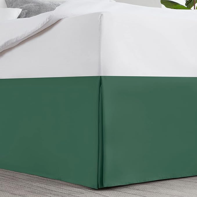 Nestl Hunter Green Full XL Bed Skirt - Full XL Size Bed Skirt 14 Inch Drop - Brushed Microfiber Bed Skirts - Hotel Quality Pleated Bed Skirt - Shrinkage & Fade Resistant