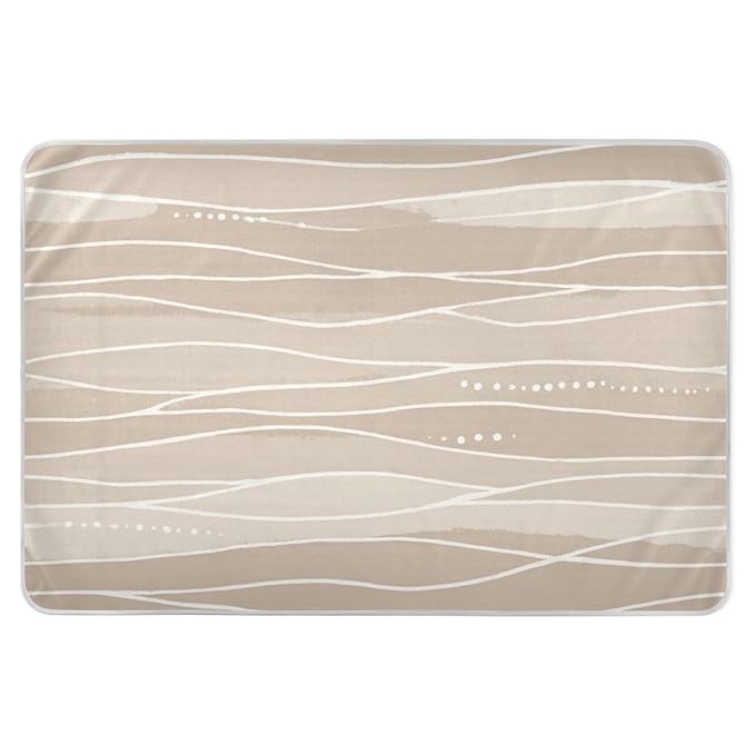 Waterproof Bed Pad Reusable Changing Pad Toddler Mattress Protector Large Pee Pad Baby Diaper Pad Soft Washable Liner Light Brown Boho Wave