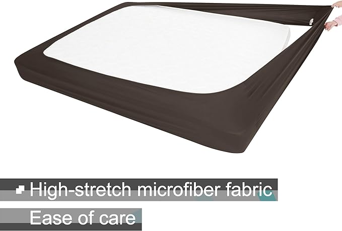 Twin/Twin XL Box Spring Cover - Jersey Knit & Stretchy Wrap Around 4 Sides Bed Skirt for Hotel & Home, Brown