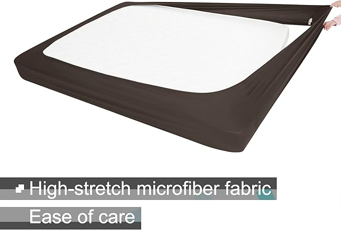 Box Spring Cover Queen/Cal Queen Size - Elastic Fabric Wrap Around 4 Sides Bed Skirt for Hotel & Home, Brown
