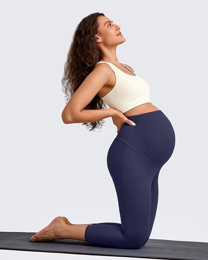 G4Free BareFeel Maternity Leggings with Pockets Over The Belly Stretchy Workout Yoga Pregnancy Pants