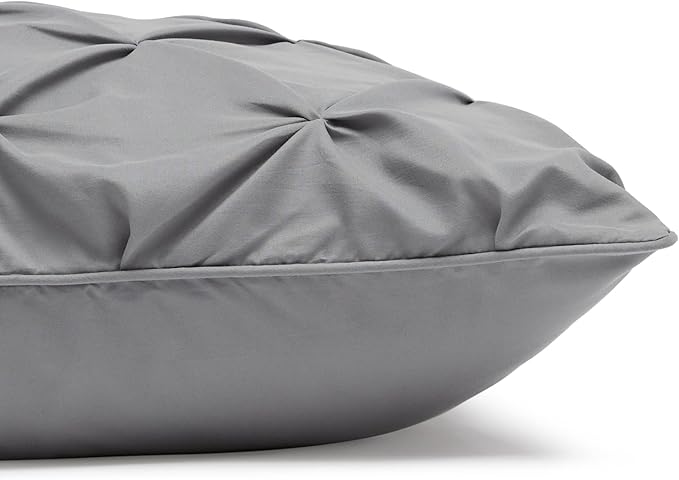 Amazon Basics Soft, Lightweight King Size Comforter Sets, All-Season Down-Alternative 3-Piece Bedding Set, Pinch Pleat Design, Dark Grey