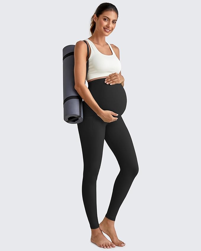 G4Free BareFeel Maternity Leggings with Pockets Over The Belly Stretchy Workout Yoga Pregnancy Pants