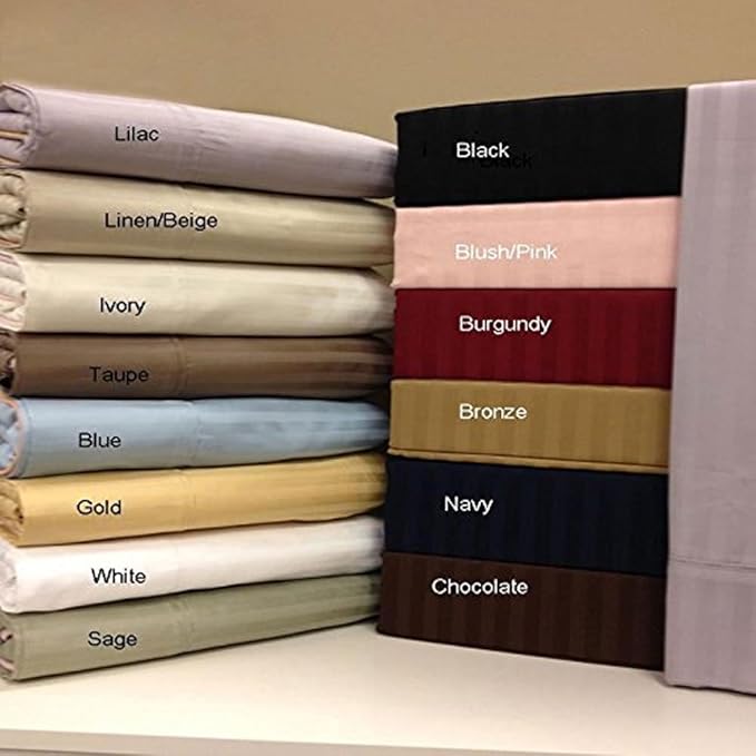 Royal Hotel Bedding 8pc Queen Size Bed-in-a-Bag Striped Tan 600-Thread-Count Siberian Goose Down Alternative Comforter 100 Percent Cotton - Includes Sheets and Duvet Cover Sets