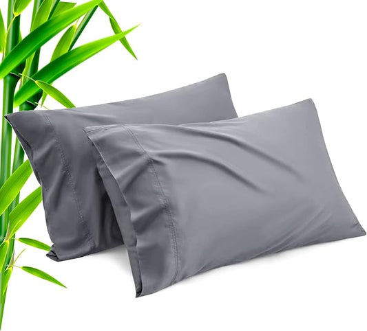 TELUS Pillow Cases King Size 2 Pack, Bamboo Rayon Cooling Pillowcases with Envelope Closure, Cool Breathable Pillow Case for Hot Sleepers & Night Sweats, 20x36 inches, Dark Grey
