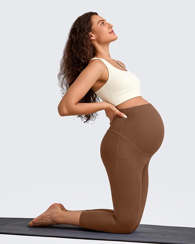 G4Free BareFeel Maternity Leggings with Pockets Over The Belly Stretchy Workout Yoga Pregnancy Pants