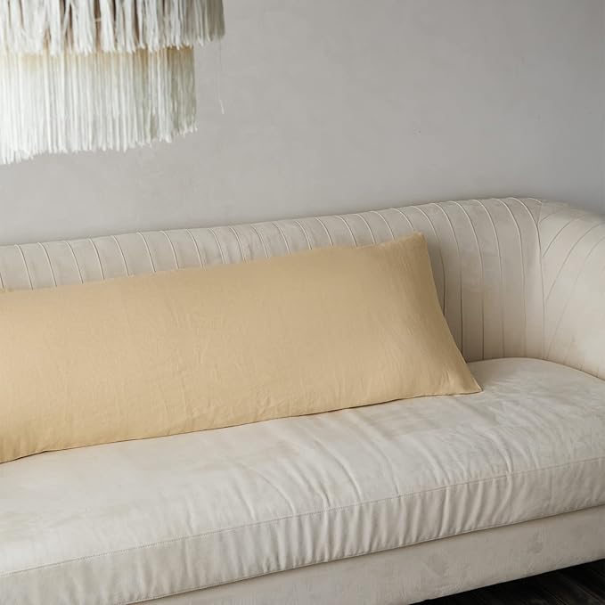Simple&Opulence Body Pillow Cover 20" x 54",100% Pure Linen, Ultra Soft and Breathable, Body Pillowcase with Envelope Closure for Adults (Sand)