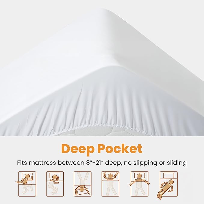 MATBEBY Twin XL Mattress Pad - Cooling Breathable Mattress Topper, Quilted Fitted Mattress Protector, Pillow Top Mattress Cover with 8-21" Deep Pocket, Soft, Machine Washable, White, Twin Extra Long