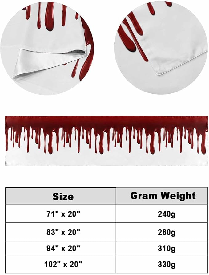 Halloween Blood Pattern Bed Runners for Bedroom Hotel,Decorative Bedding Scarf Horror Dark Red Fluid Style Bed End Blanket Bedding Runner Scarves for Full Size Bed,83x20in