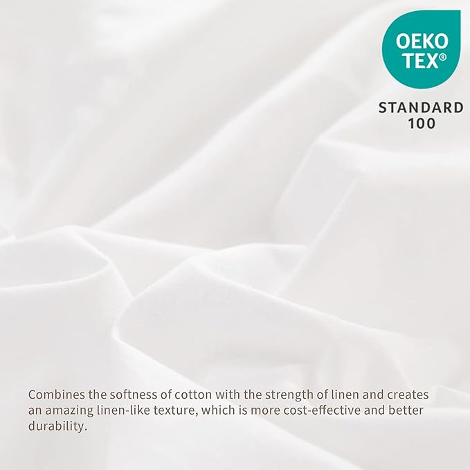 BISELINA French Linen Bed Skirt with Pleated Frills 14-Inch Tailored Drop Natural Flax Cotton Blend Dust Ruffle Soft Cozy Farmhouse Bedding (14" King, White)