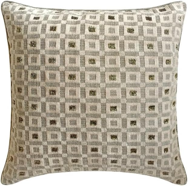 The HomeCentric King/Queen/Twin Grey Decorative Queen 74"x18" Bed Runner with 2 Pillow Cover, Checkered, Beaded, Hand Embroidery Bed Scarf on Velvet Fabric - The Brick Effect