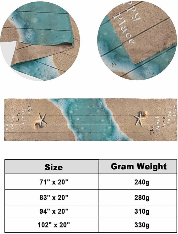 Coastal Ocean Starfish and Shell Sand Bed Runners for Bedroom Hotel,Decorative Bedding Scarf The Beach is My Happy Place Bed End Blanket Bedding Runner Scarves for Queen Size Bed,94x20in