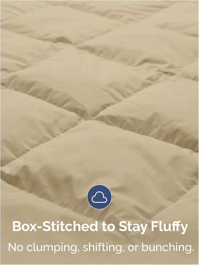 King Size, Beige Alternative Down Comforter - Warm, Lightweight & Breathable Hotel Quality Bedding Set for Men, Women, Kids and Teens - All Season Oversized Cooling Microfiber Duvet Insert Comforter
